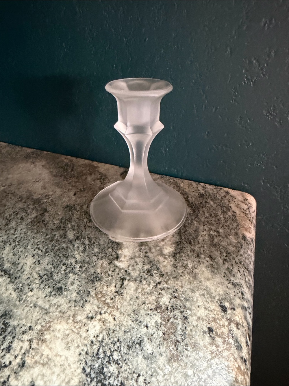 Viking Glass Frosted Glass Candle stick Holder vintage Cottagecore
